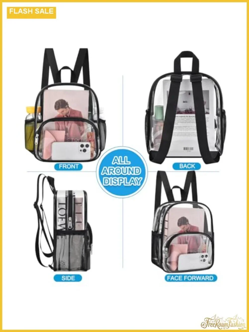 Clear PVC Backpack Stadium Approved Women Fashion Backpack